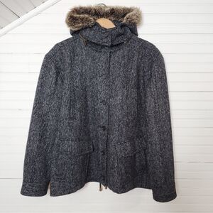 Wearmaster Outerwear Field Garment Wool Blend Hooded Jacket‎ Size L